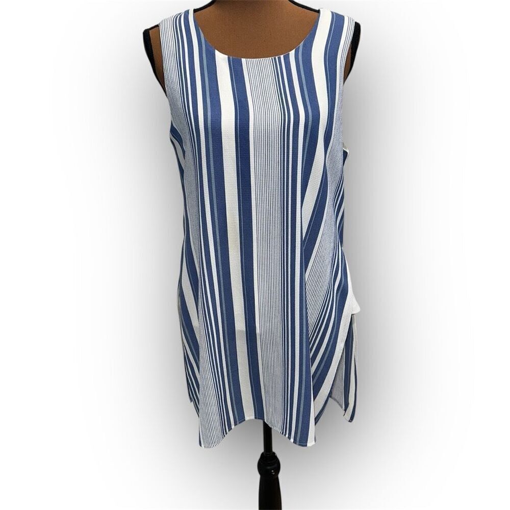Bobeau Striped Tank Tunic Sleeveless Scoop Neck Underlay Tank Women’s Medium